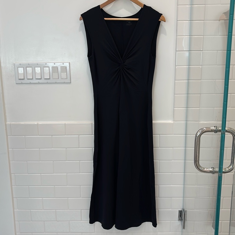 Women's Patagonia Bandha Twist Front Jersey Knit Dress in Black, Size M Long